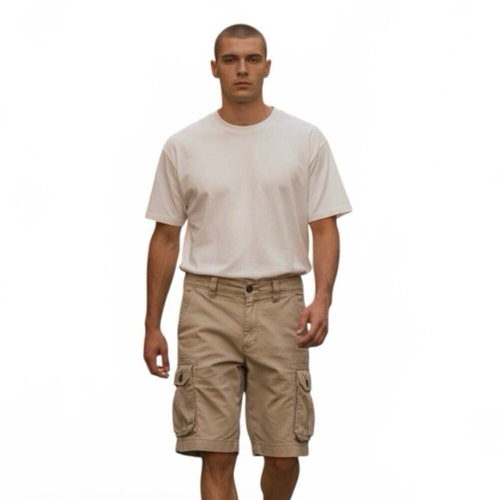 American Eagle Cargo Shorts Classic Khaki Chino Mens Sz 32 Vtg Mall Y2k Comfy AE
